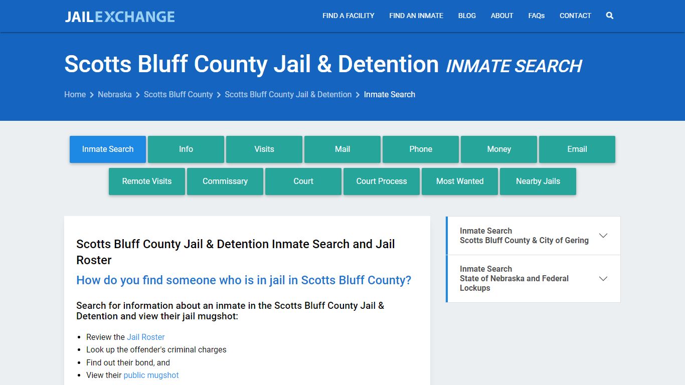 Scotts Bluff County Jail & Detention Inmate Search