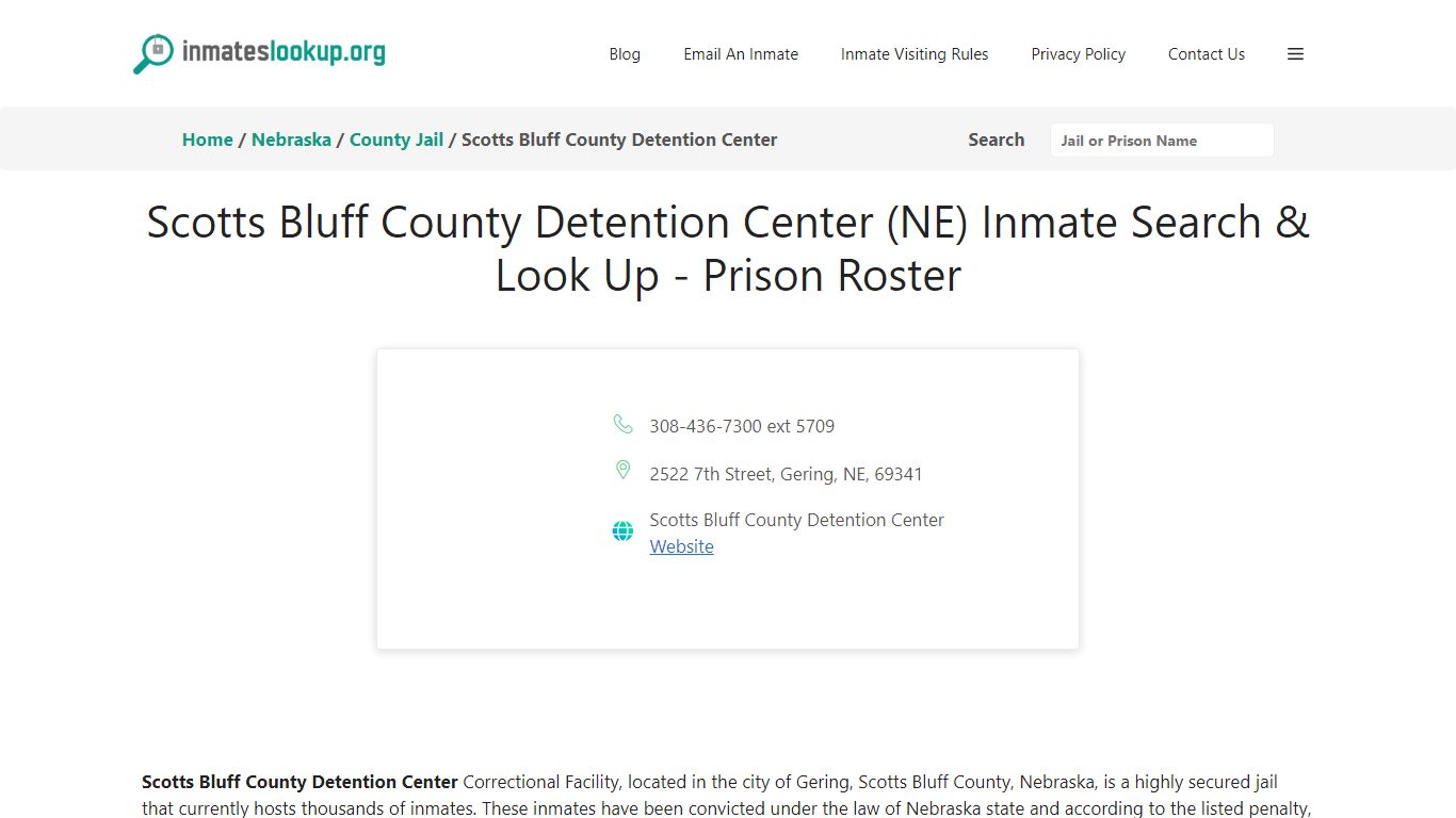 Scotts Bluff County Detention Center (NE) Inmate Search & Look Up ...