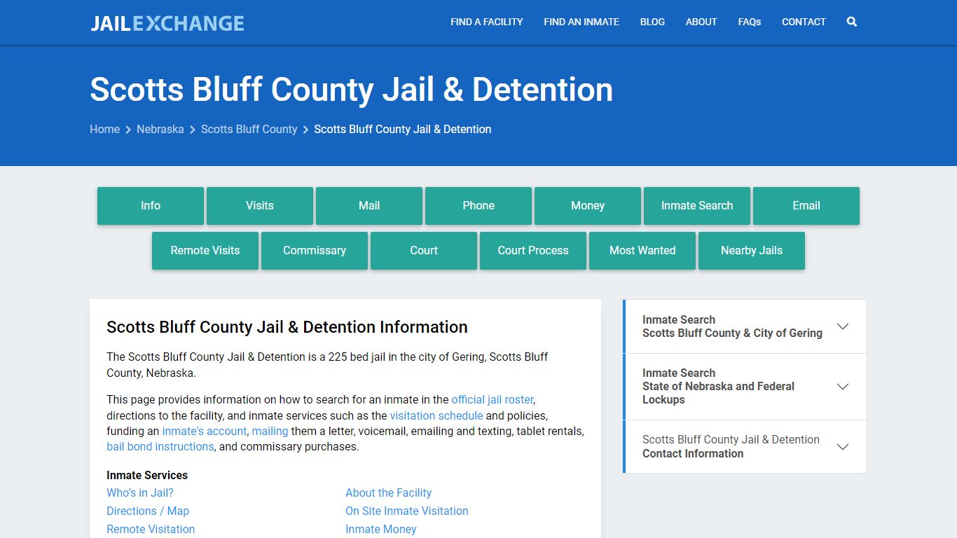 Scotts Bluff County Jail & Detention, NE Inmate Search, Information